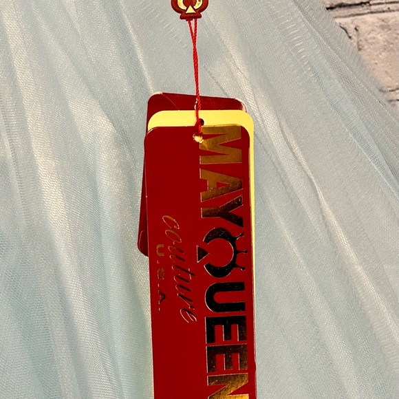 NWT Blue Beaded Illusion Tulle Prom / Formal / Cocktail Dress- Sz 6 - Picture 6 of 15